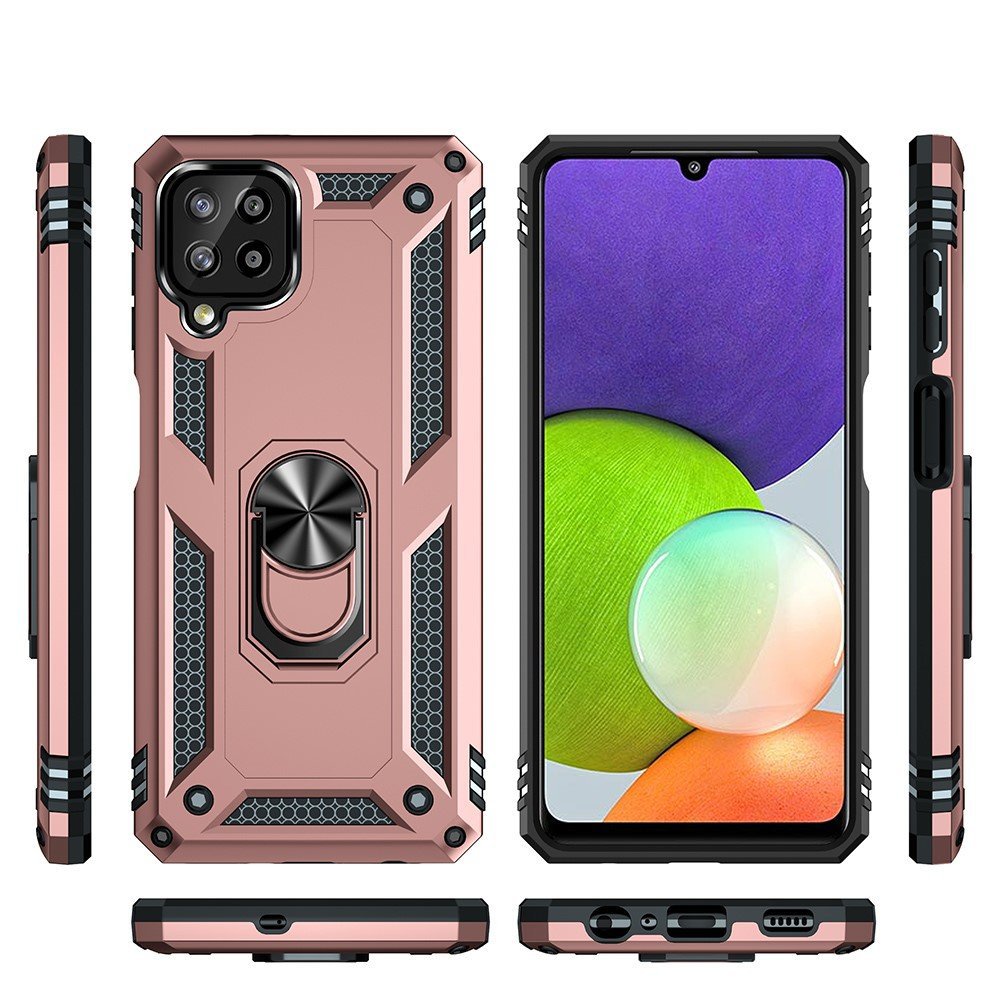 Protectores para celular  para Samsung  A22 4G Funda reforzada con anillo v2 Rosa